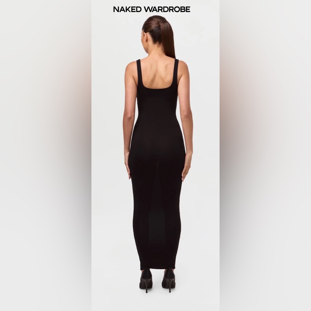 Naked Wardrobe Sculpting Black Scoop Tank Maxi Dress NWT - Picture 4 of 8